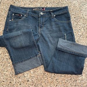 Richcow cropped, distressed, cuffed jeans, Sz 13